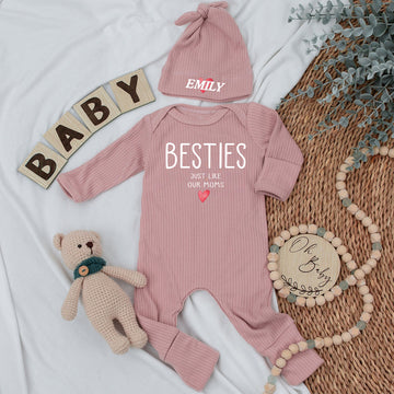 Custom Baby bodysuit and Hat set, Newborn set, Baby Shower Gift, Long Sleeve Bodysuit, Customized Name - LuthCreative