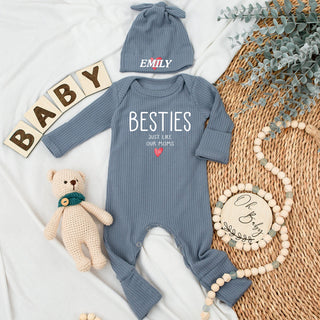 Custom Baby bodysuit and Hat set, Newborn set, Baby Shower Gift, Long Sleeve Bodysuit, Customized Name