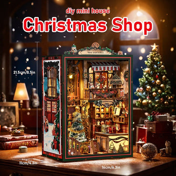 Enchanted Library 3D DIY Book Nook – Miniature Wooden Bookstore Puzzle Kit with LED Lights, Touch Switch, Creative Bookshelf Decor