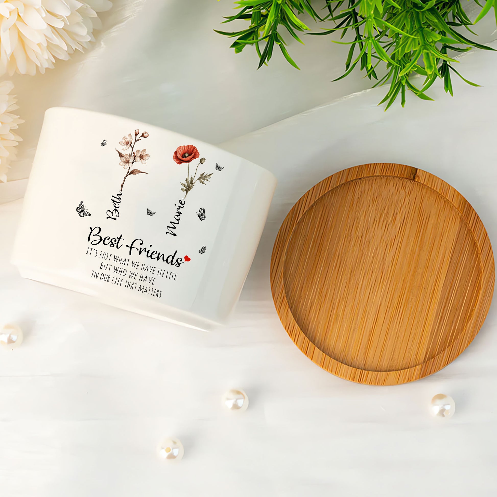 best friend plant pot Best Friends It's Not What We Have In Life Birth Flower Personalized Ceramic Plant Pot