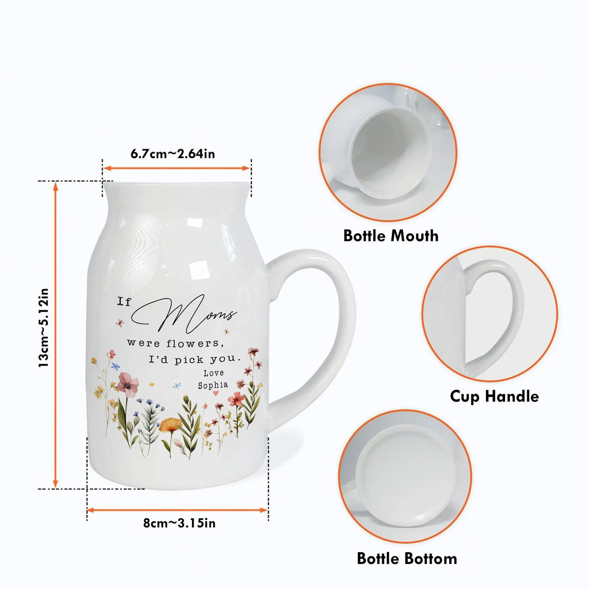 Blooming Love For Grandma | Sweet Custom Flower Gift From Niece | Grandmother Keepsake From Niece | Custom Birth Flower Ceramic Gift For Nana