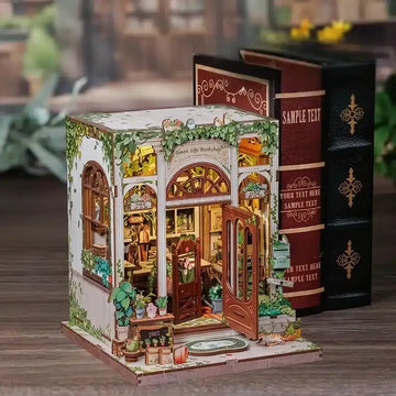 Miniature DIY Green Bookshop Book Nook Kit For Book Lovers