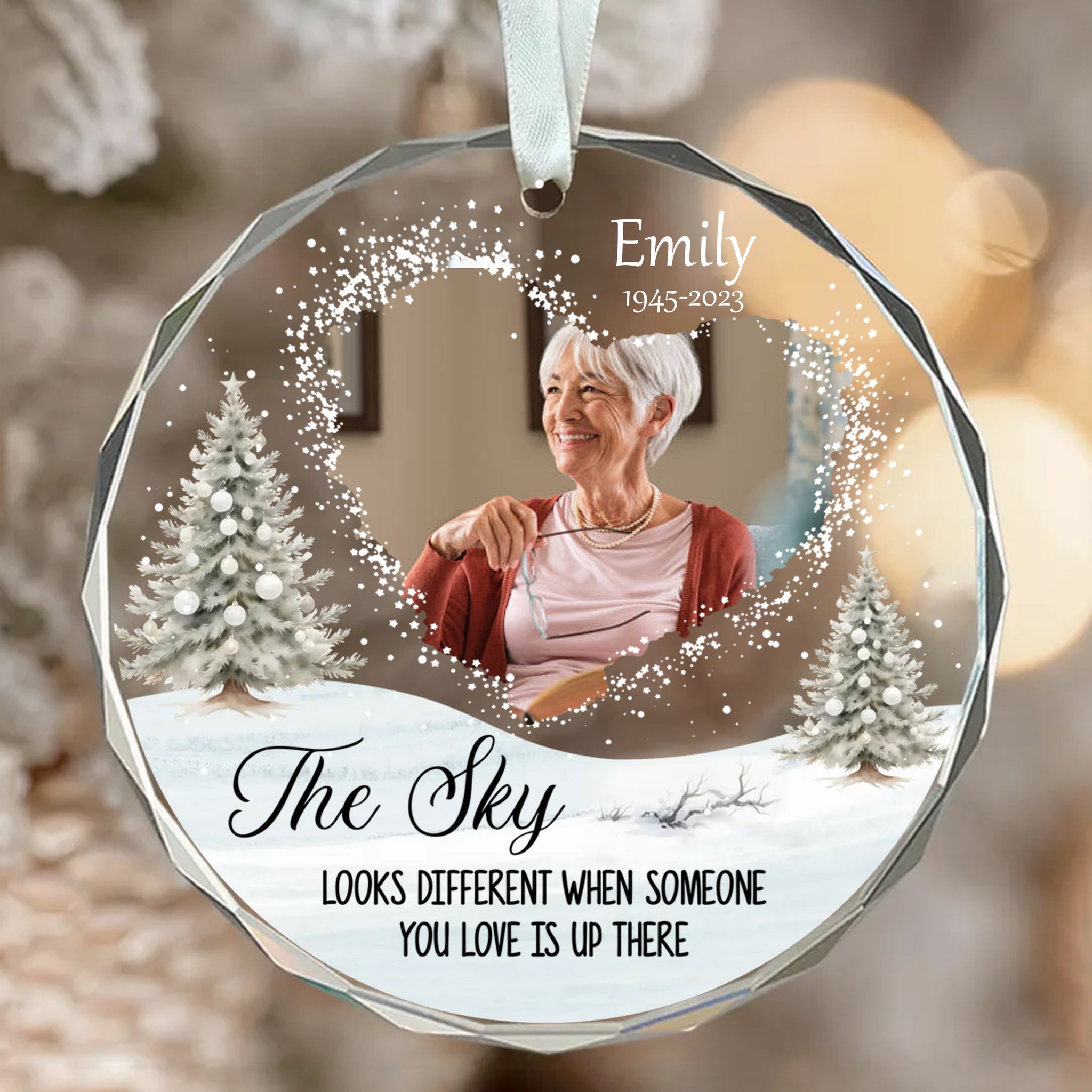 Personalized Ornament The Sky Looks Different Glass Ornament Holiday Decorations - LuthCreative