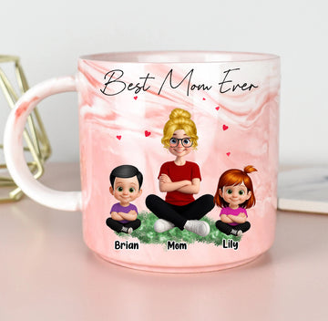 Best Mom Ever - Personalized Ceramic Marble Mug