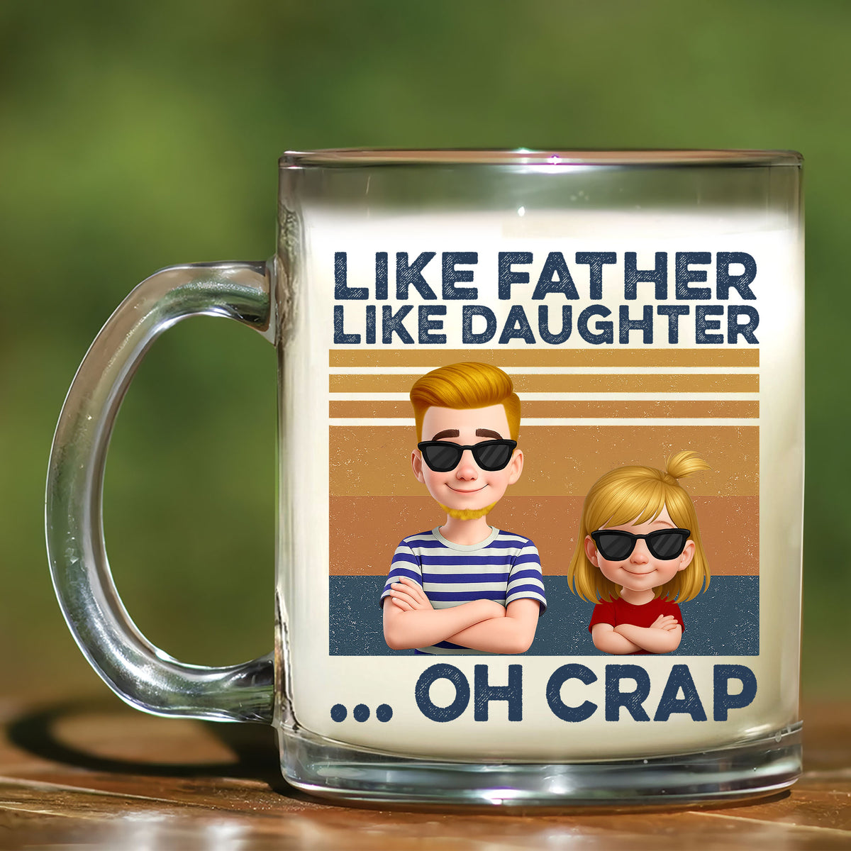 Cool Dad Glass Mug – Like Father Like Daughter Oh Crap Design – Funny Gift for Father’s Day or Birthday