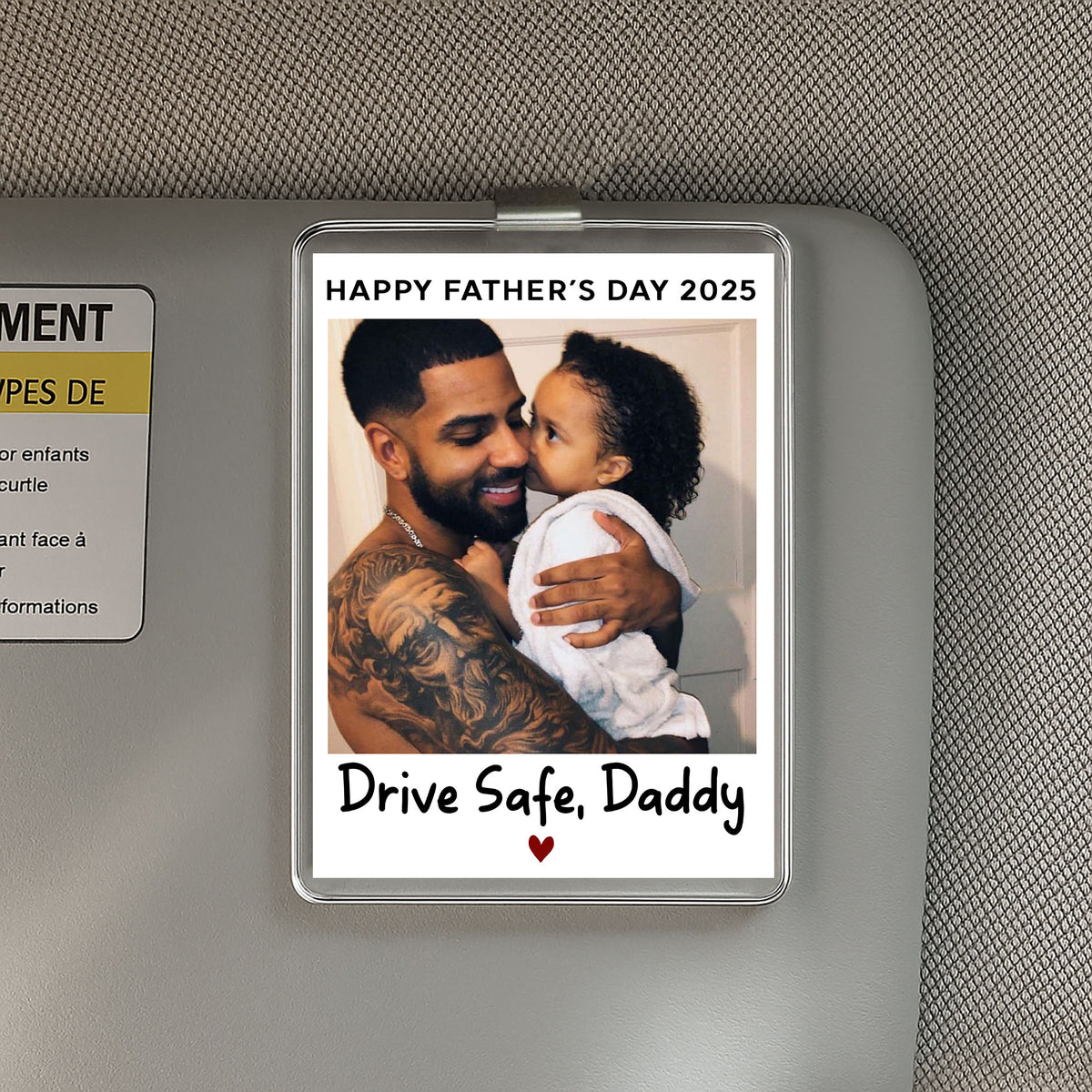 Custom Acrylic Visor Clip with Photo – Drive Safe Daddy Gift from Kids – Personalized Car Accessory for Father’s Day 2025 and Everyday Dad Love

