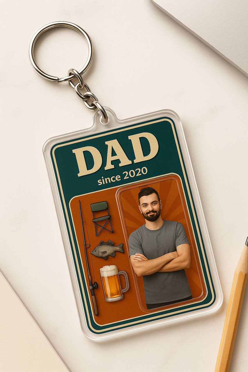 Custom Father's Day Gift for Dad - "Dad Since" Photo Keychain