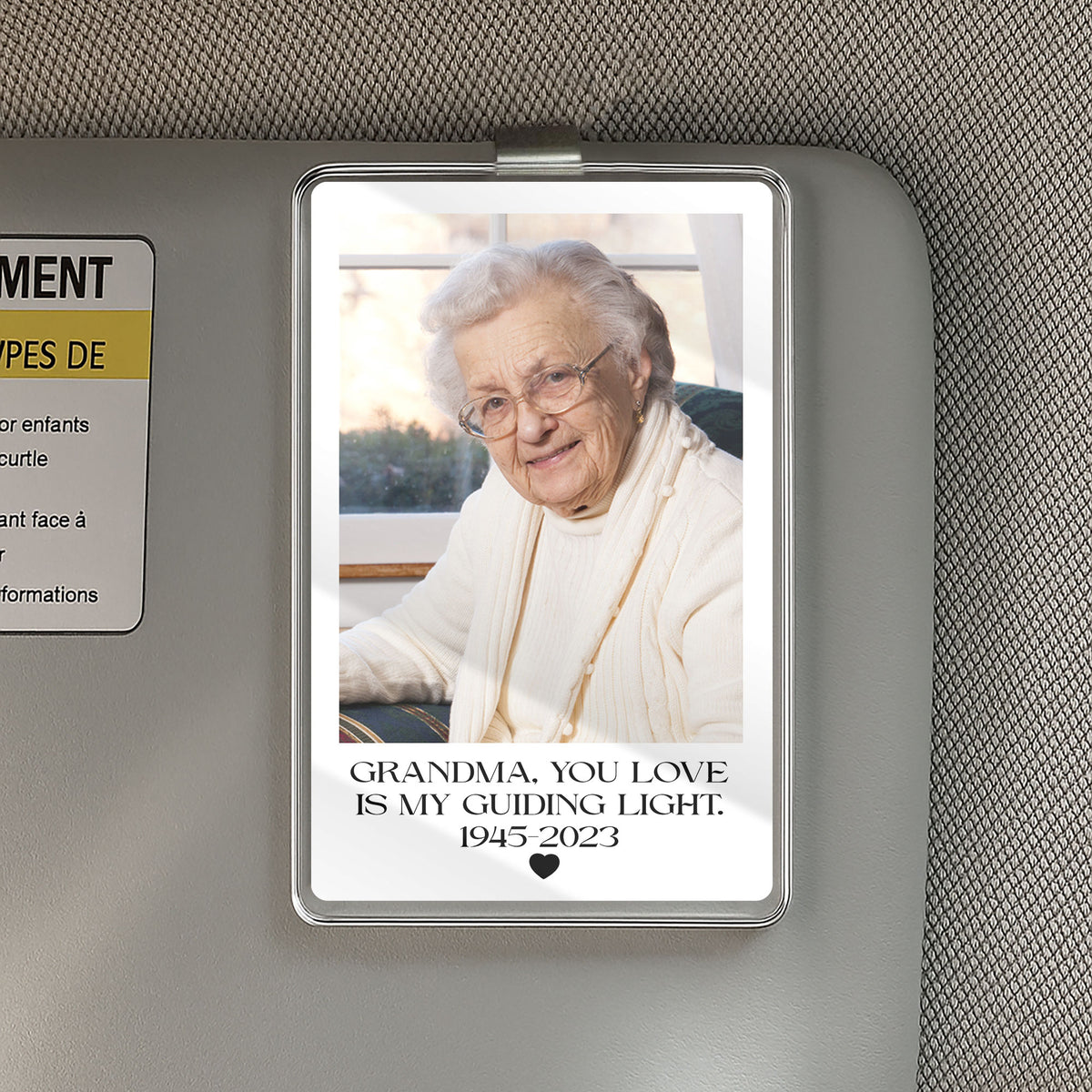 Custom In Memory Car Visor Clip – Add Your Loved One’s Photo & Quote, Heartfelt Remembrance Gift

