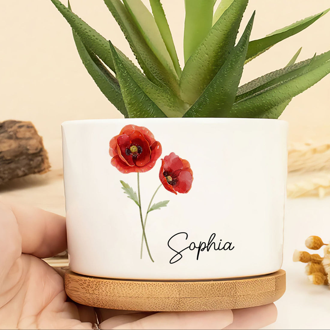 Custom Name Birth Month Flower Home Decor Personalized Ceramic Plant Pot