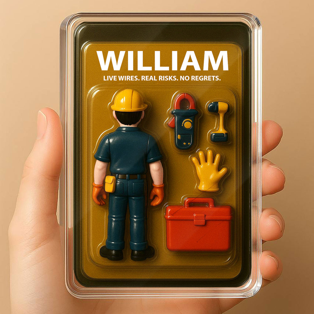 Custom Name Electrician Dad Father's Day Gift - 3D "Real Risks No Regrets" Action Plaque Decor