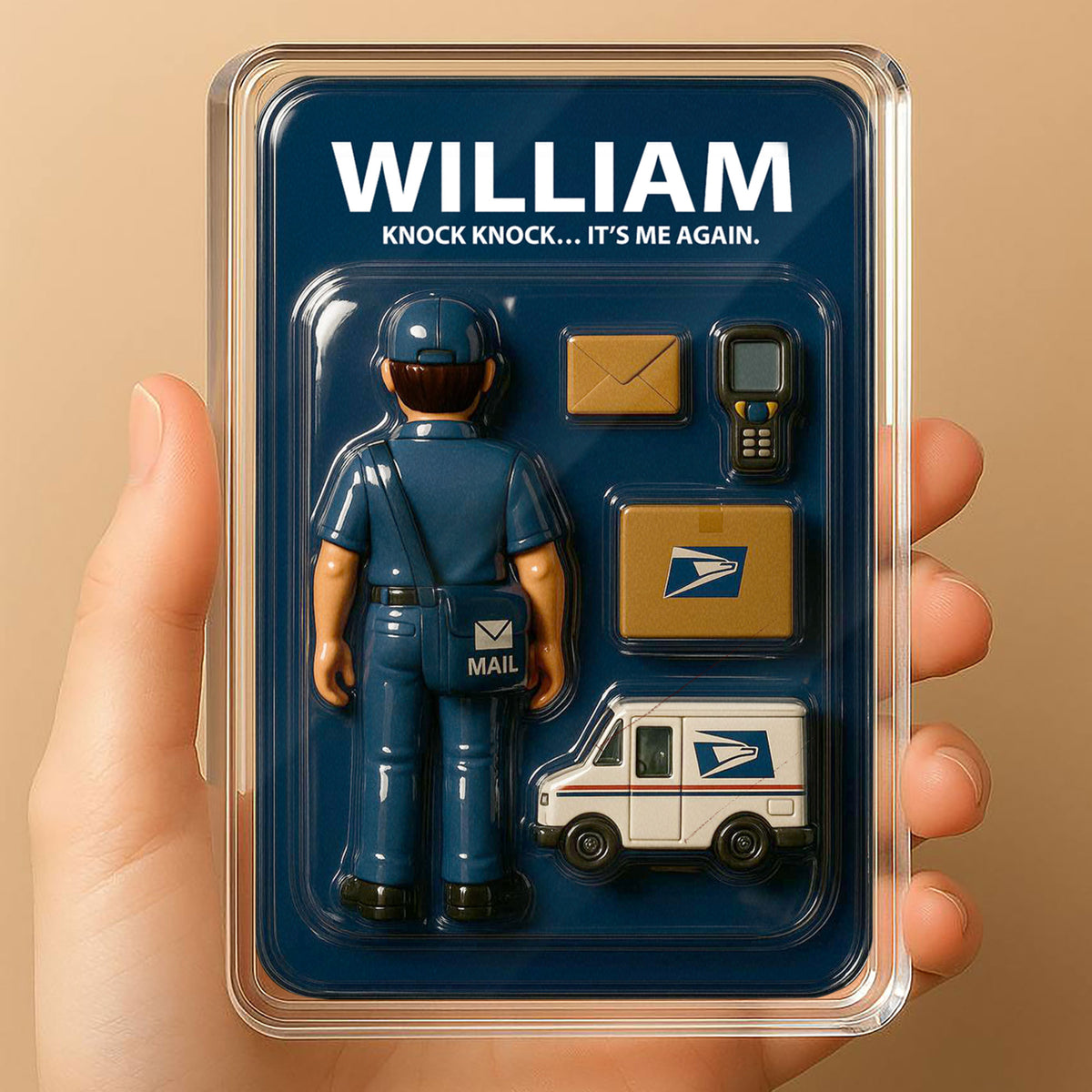 Custom Name Postal Worker Dad Father's Day Gift - 3D "It's Me Again" Action Figure Plaque Decor