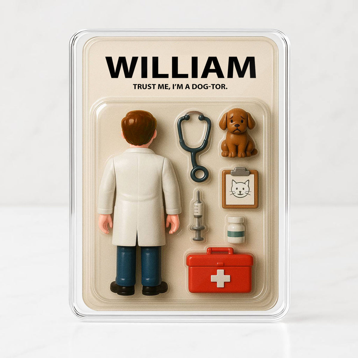 Custom Name Vet Dad Father's Day Gift - 3D "Dog-tor" Action Figure Plaque Decor