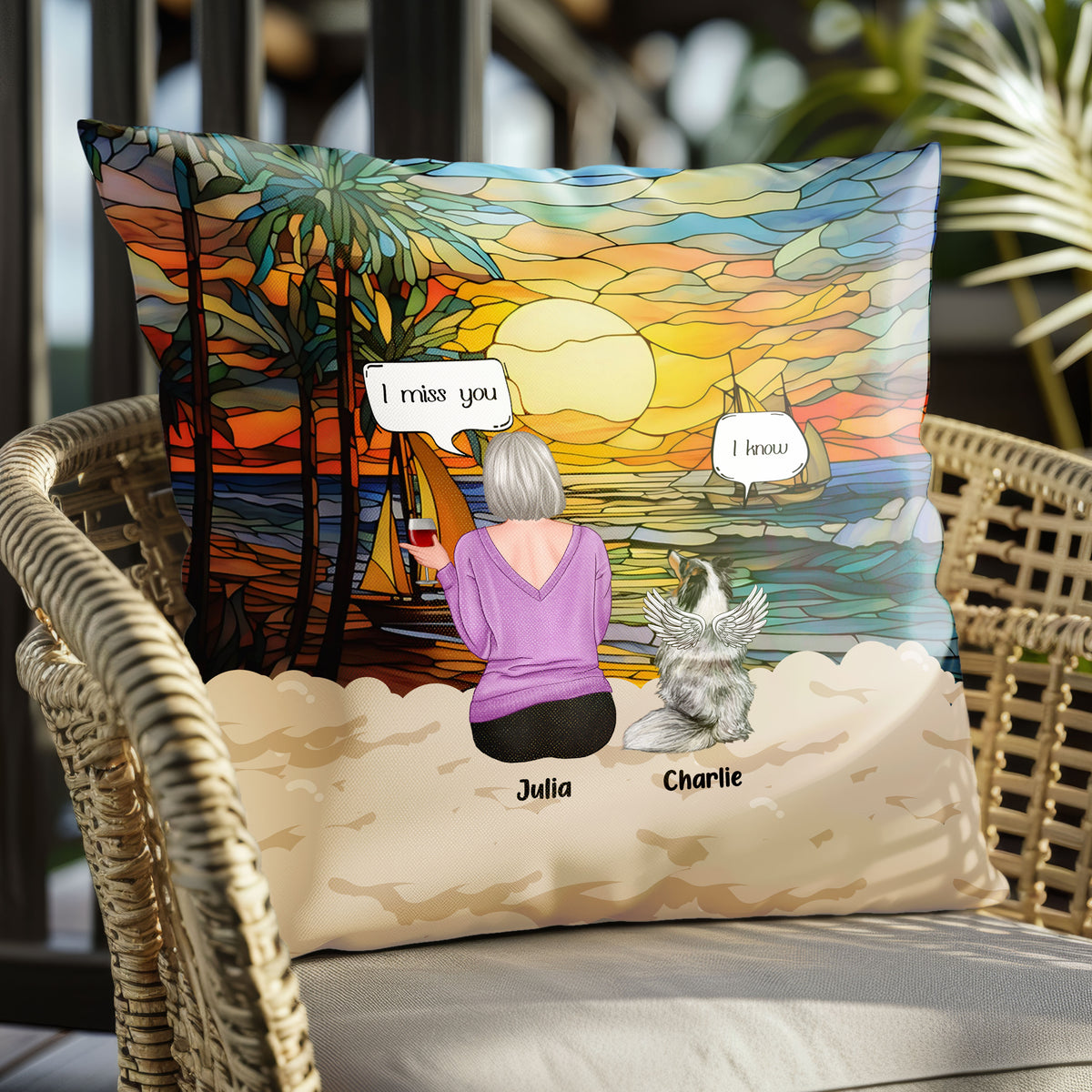 Custom Pet Loss Pillow with Photo, Name, and "Still Talk About You" Message

