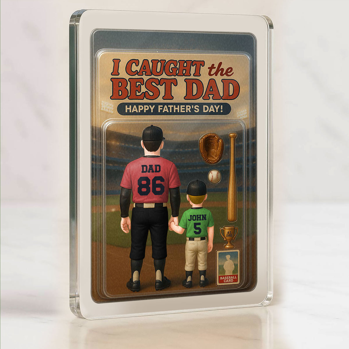 Custom Photo Acrylic Plaque for Dad - Baseball Theme "Best Dad" Gift 