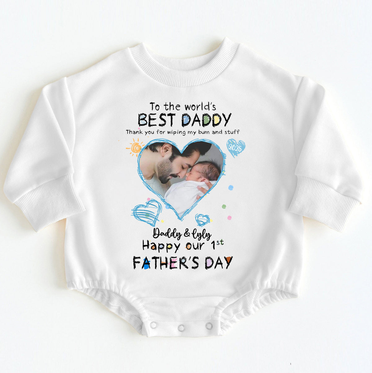 Custom Photo First Father's Day Gift for New Dad - "Best Daddy" Bodysuit