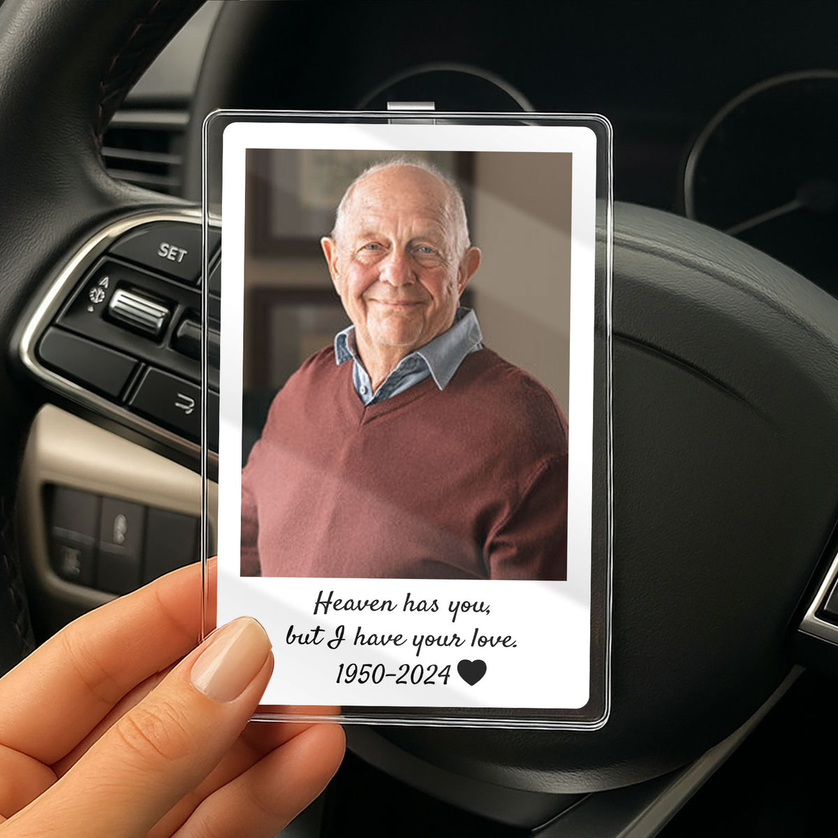 Custom Remembrance Visor Clip – Cherish Grandma, Grandpa or Parent with a Heartfelt Car Photo Plaque