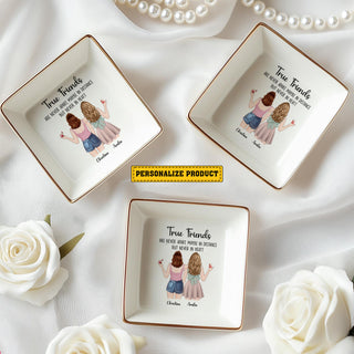 Custom True Friendship Are Never Apart Ring Dish, Personalized Jewelry Dish Friend Gift For Friend, Long Distance Best Friend Birthday