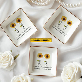 True Friends Are Like Bright Sunflower Ring Dish-Gift For Best Friend-Bestie Gift-Custom Jewelry Tray-Ring Holder