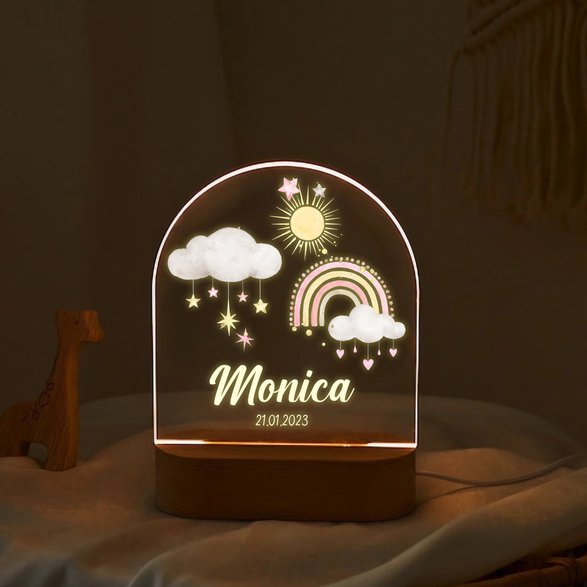 "Names in Rainbow Sky" Custom LED Night Light | Personalized Portrait Light | Valentine's Day & Family Gift | Cheerful LED Night Lamp | Perfect Weather Gift - LuthCreative