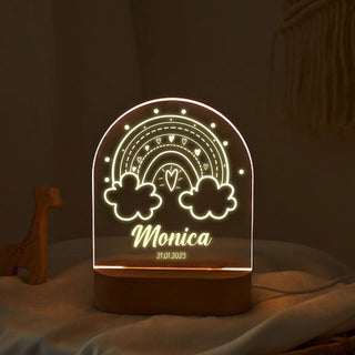 Custom Name with Rainbow LED Night Light | Personalized Portrait Light | Valentine's Day & Family Gift | Colorful LED Night Lamp | Perfect Couple Gift - LuthCreative