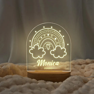 Custom Name with Rainbow LED Night Light | Personalized Portrait Light | Valentine's Day & Family Gift | Colorful LED Night Lamp | Perfect Couple Gift - LuthCreative