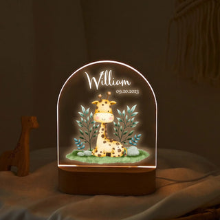 "Names with Happy Giraffe" Custom LED Night Light | Personalized Portrait Light | Valentine's Day & Family Gift | Adorable LED Night Lamp | Perfect Safari Gift - LuthCreative