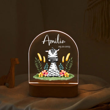 "Sweet Zebra" Custom LED Name Light | Personalized Portrait Light | Valentine's Day & Family Gift | Adorable LED Night Lamp | Perfect Safari Gift - LuthCreative