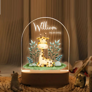 "Names with Happy Giraffe" Custom LED Night Light | Personalized Portrait Light | Valentine's Day & Family Gift | Adorable LED Night Lamp | Perfect Safari Gift - LuthCreative