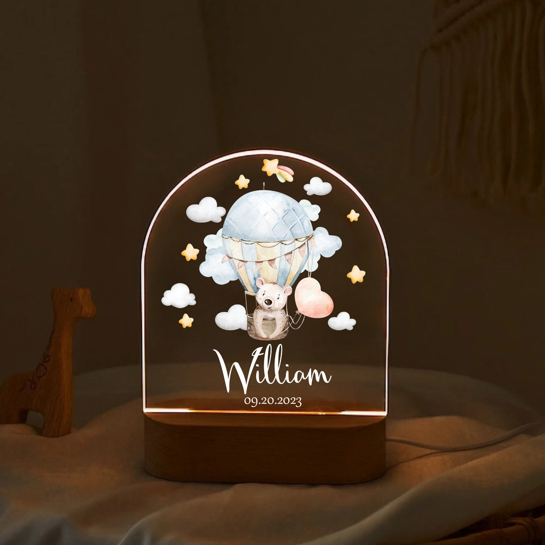 "Custom Name with Flying Pig's Starry Adventure" LED Night Light | Magical Valentine & Family Gift - LuthCreative