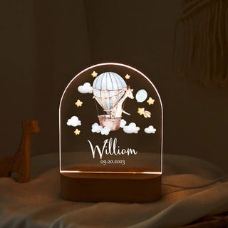 "Custom Name with Giraffe's Starry Balloon Adventure" LED Night Light | Perfect Birthday & Valentine Gift - LuthCreative