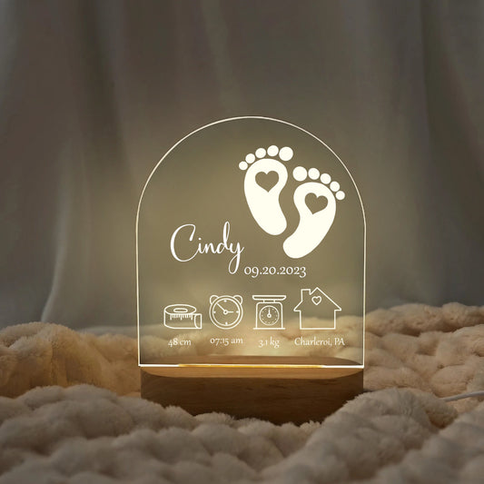 "First Steps & Names" Custom LED Night Light | Parent's Keepsake Gift - LuthCreative