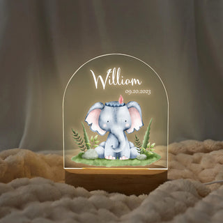 "Names with Happy Elephant" Custom LED Night Light | Personalized Portrait Light | Valentine's Day & Family Gift | Adorable LED Night Lamp | Perfect Safari Gift - LuthCreative