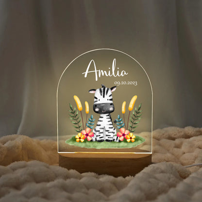 "Sweet Zebra" Custom LED Name Light | Personalized Portrait Light | Valentine's Day & Family Gift | Adorable LED Night Lamp | Perfect Safari Gift - LuthCreative