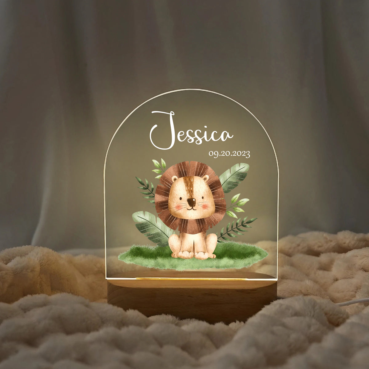 Custom Name with Safari Lion | Personalized Portrait Light | Valentine's Day & Family Gift | Adorable LED Night Lamp | Perfect Safari Gift - LuthCreative
