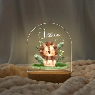 Custom Name with Safari Lion | Personalized Portrait Light | Valentine's Day & Family Gift | Adorable LED Night Lamp | Perfect Safari Gift - LuthCreative