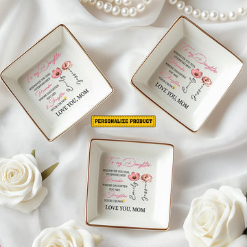 Personalized Wedding Gift Ring Dish To My Daughter Customized Ceramic Jewelry Tray, Gift For Daughter, Wedding Gift - LuthCreative