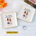 Personalized True Friendship Are Never Apart Ring Dish, Customized Jewelry Dish Friend Gift For Friend, Long Distance Best Friend Birthday - LuthCreative