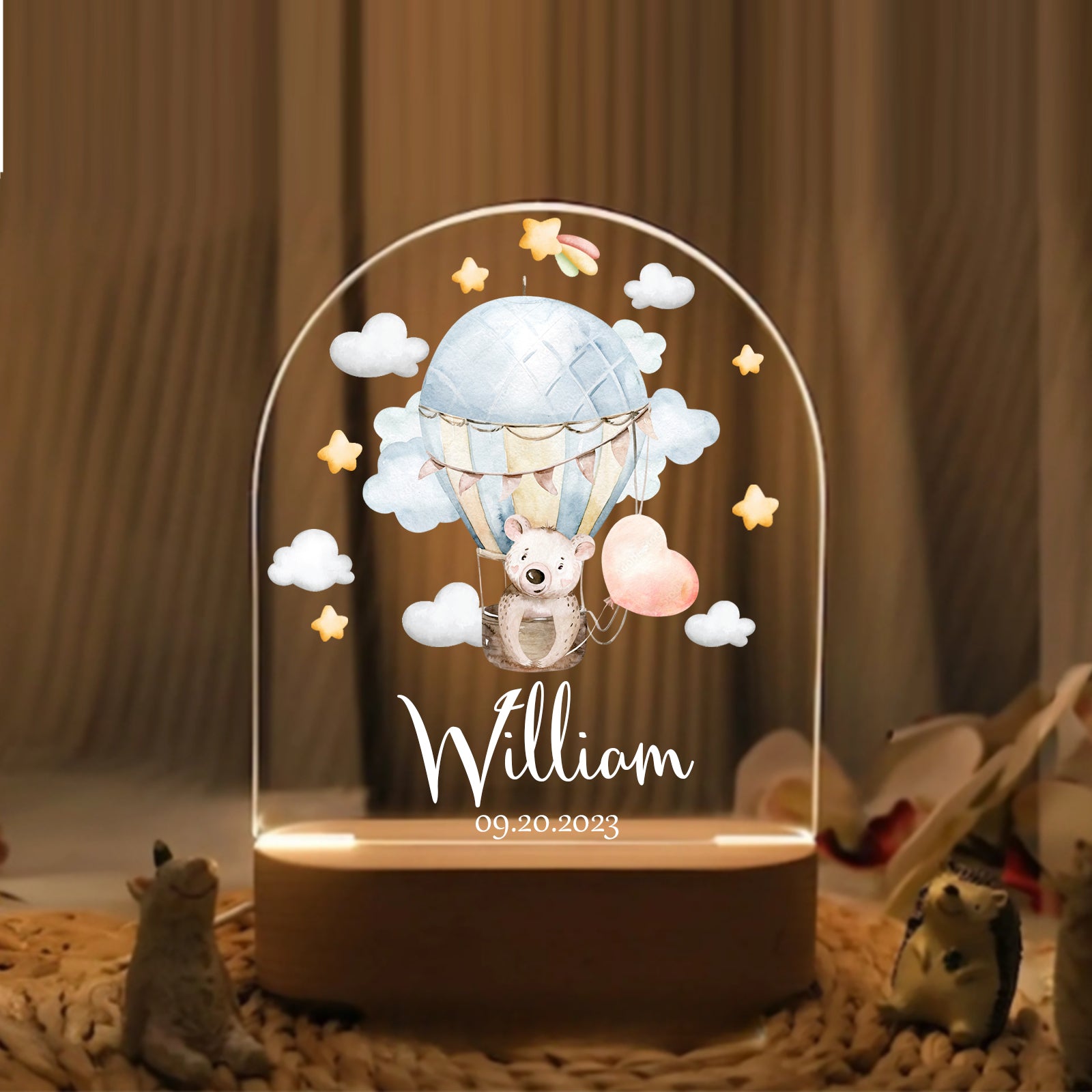 "Custom Name with Flying Pig's Starry Adventure" LED Night Light | Magical Valentine & Family Gift - LuthCreative