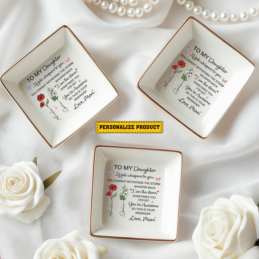 Personalized Ring Dish To My Daughter If fate whispers to you Customized Ceramic Jewelry Tray, Gift For Daughter, Wedding Gift - LuthCreative