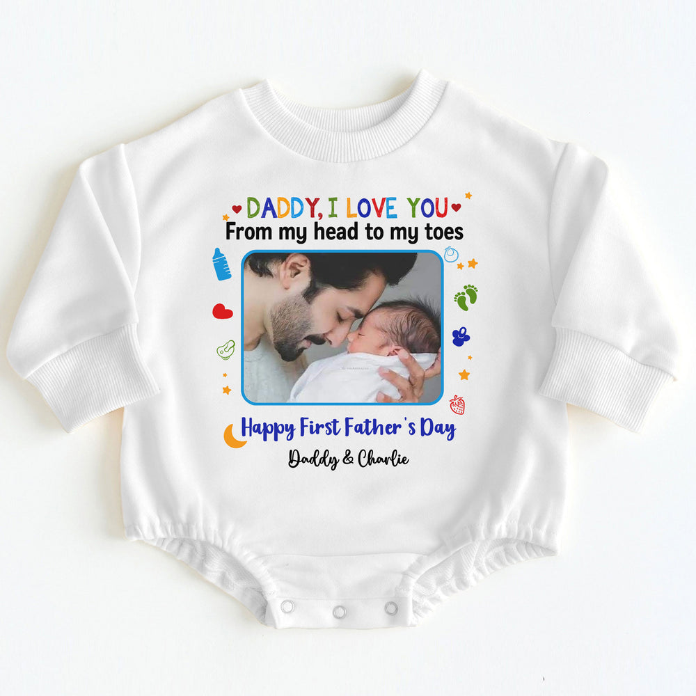 "Daddy I Love You" First Father's Day Personalized Photo Romper 