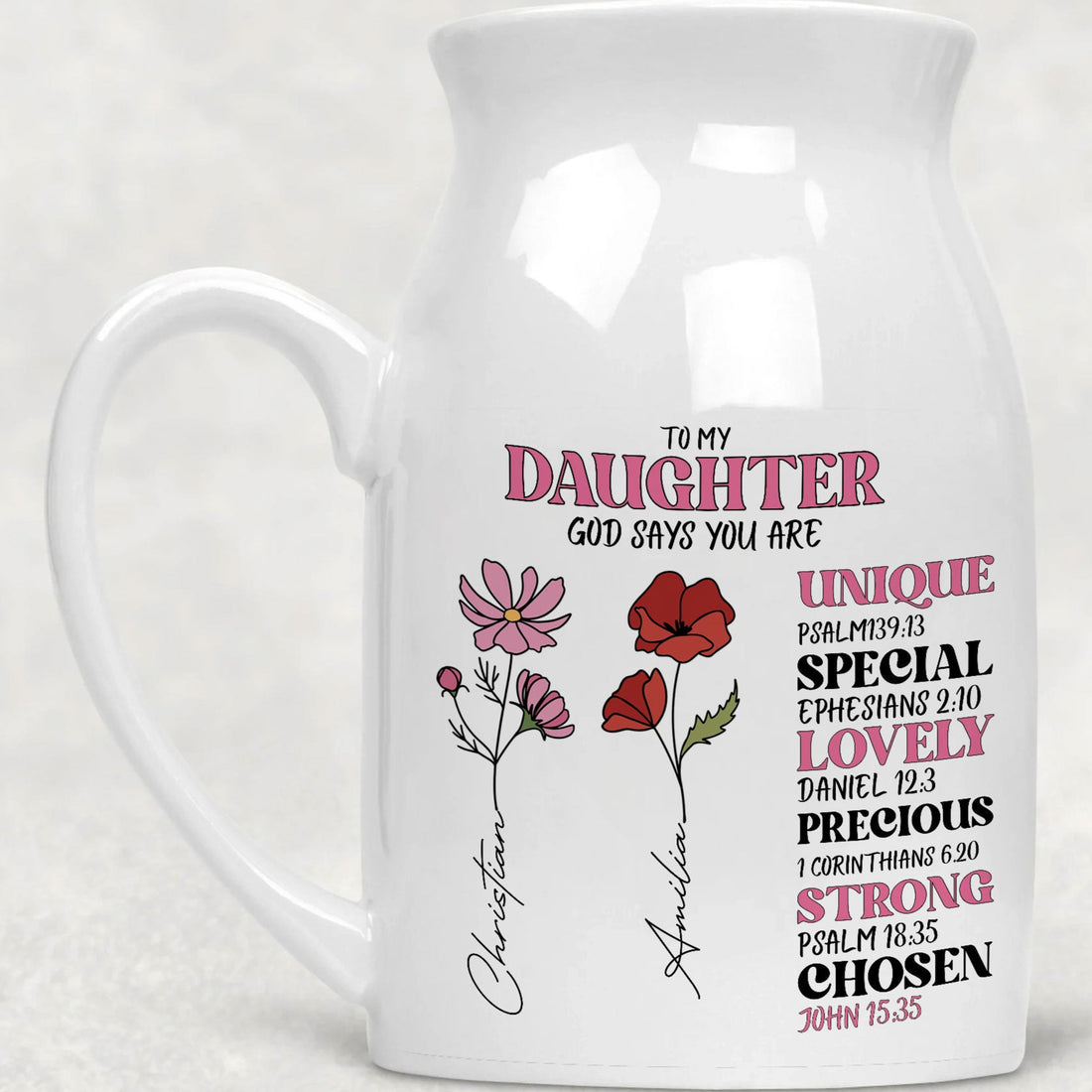 Daughter God Says You Are Birth Flower Personalized Ceramic Vase