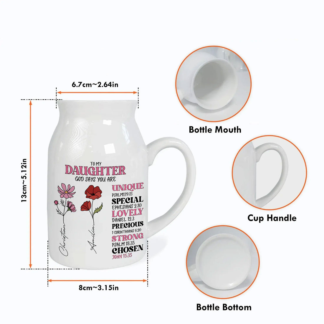 Daughter God Says You Are Birth Flower Personalized Ceramic Vase