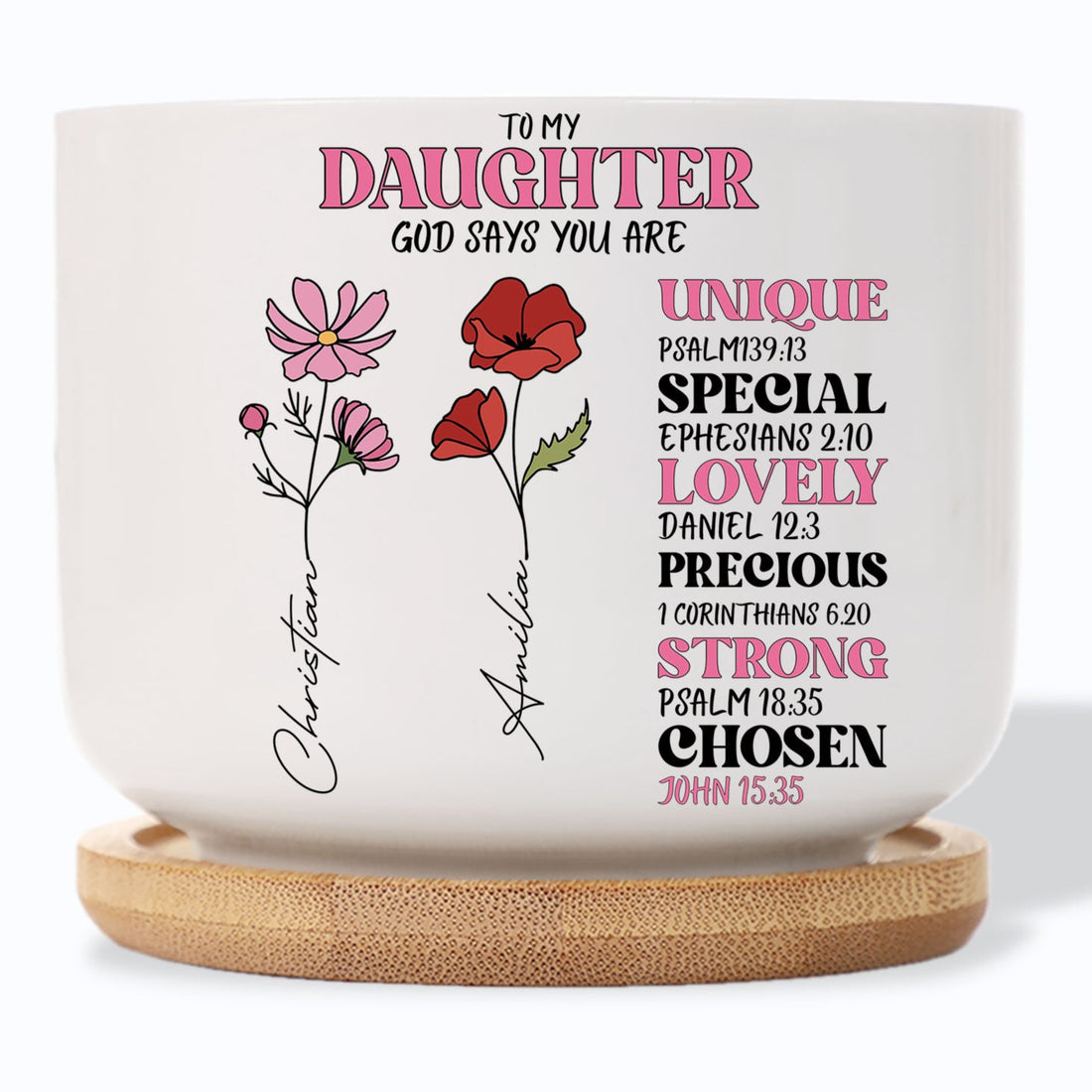 Daughter God Says You Are Birth Flower Personalized Plant Pot
