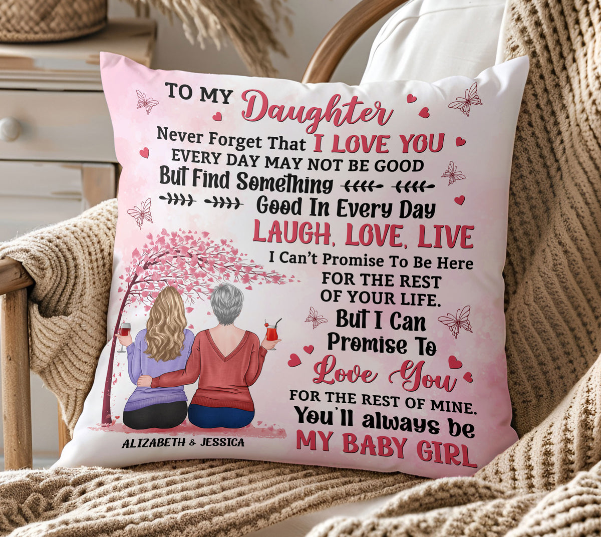 "Daughter Never Forget That I Love You Forever" Personalized Pillow