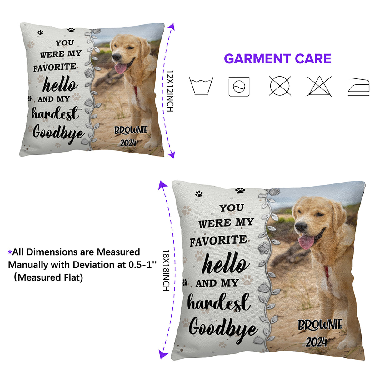 Dog Memorial Pillow: "You Were My Favorite Hello And My Hardest Goodbye"