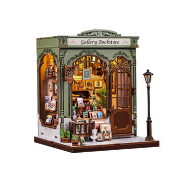 Whimsical Bookstore Book Nook – 3D DIY Miniature Bookshelf Insert Kit with LED Lights, Touch Switch, and Eco-Friendly Materials