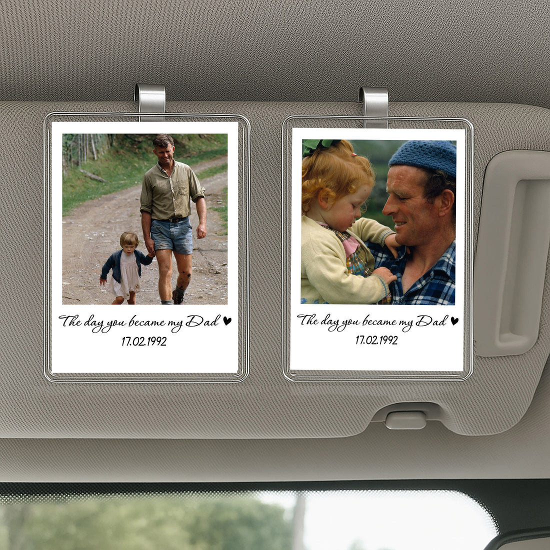 Personalized “The Day You Became My Dad” Car Visor Photo Clip – Custom Acrylic Gift for Father’s Day – Sentimental Keepsake for Dad from Daughter or Son