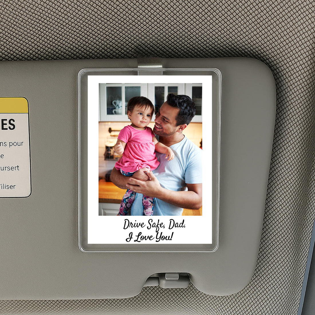 Father’s Day Gift for Dad – Custom Acrylic Car Visor Clip with Photo – Drive Safe Message Ornament for Daily Reminders of Love

