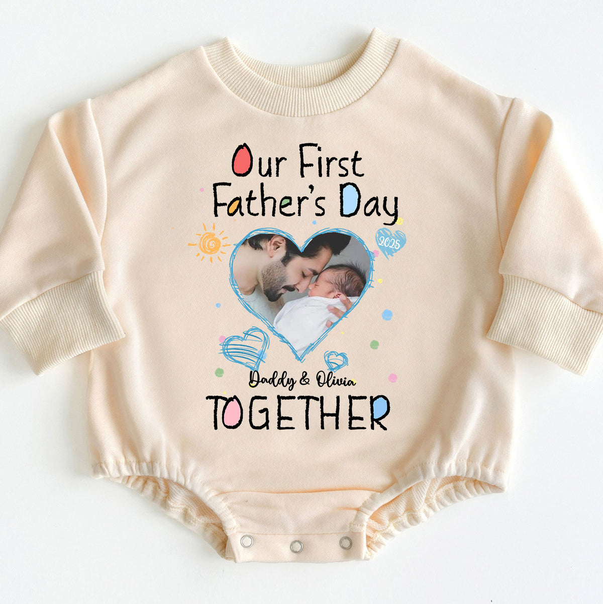 First Father's Day Gift for Daddy from Baby - Personalized Photo Onesie