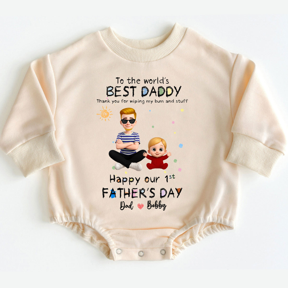 First Father's Day Gift for New Dad - Custom Character Onesi